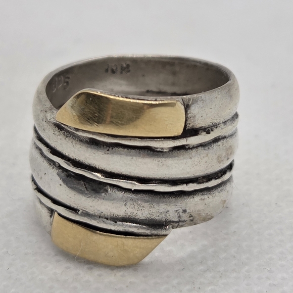 Sterling Silver 925 with Gold 18k Accent Ring Size 6.5 - Picture 3 of 6